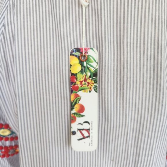 America and Beyond Boho Fringe Embroidered Mini Dress with Tassel Ties NEW w/TAG - Picture 11 of 12